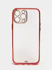 Красный чехол силиконовый с золотым ободком IPhone 13 PRO MAX