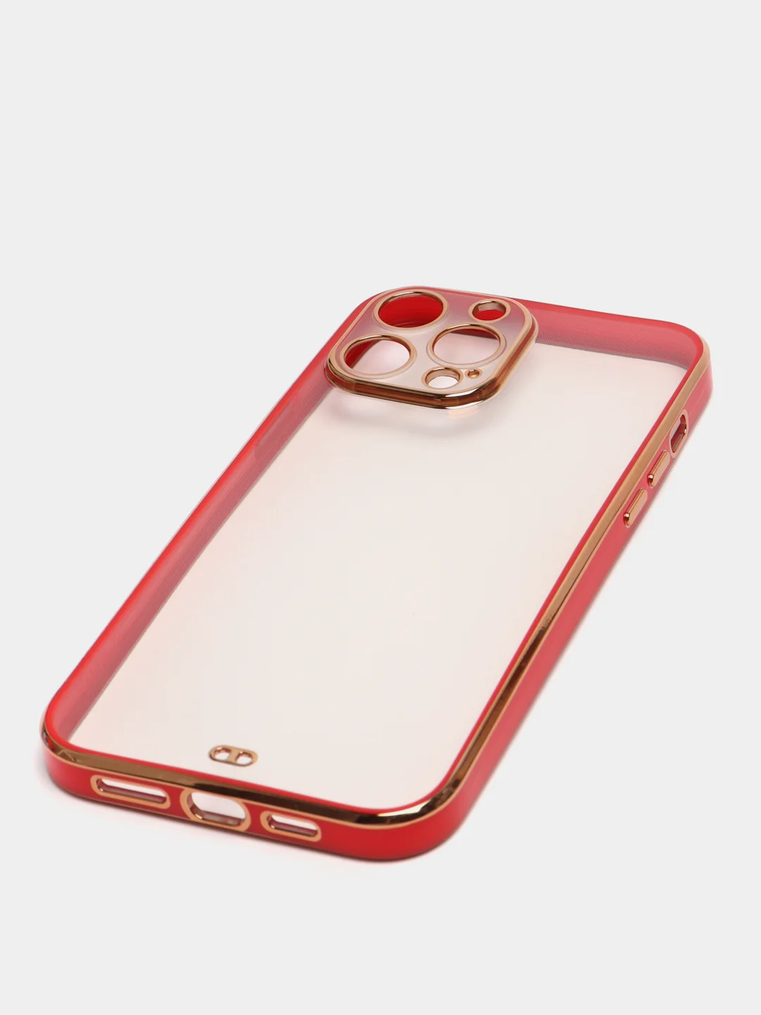 Красный чехол силиконовый с золотым ободком IPhone 13 PRO MAX