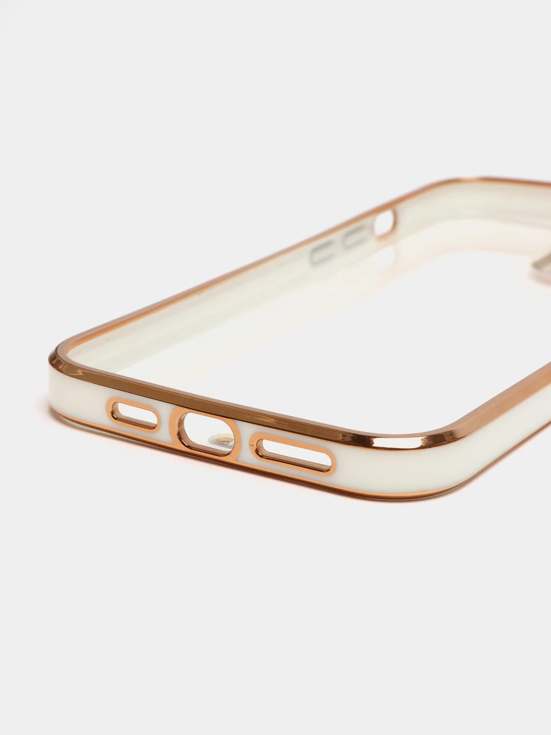 Белый чехол силиконовый с золотым ободком IPhone 13 PRO MAX