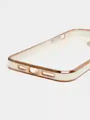 Белый чехол силиконовый с золотым ободком IPhone 13 PRO MAX