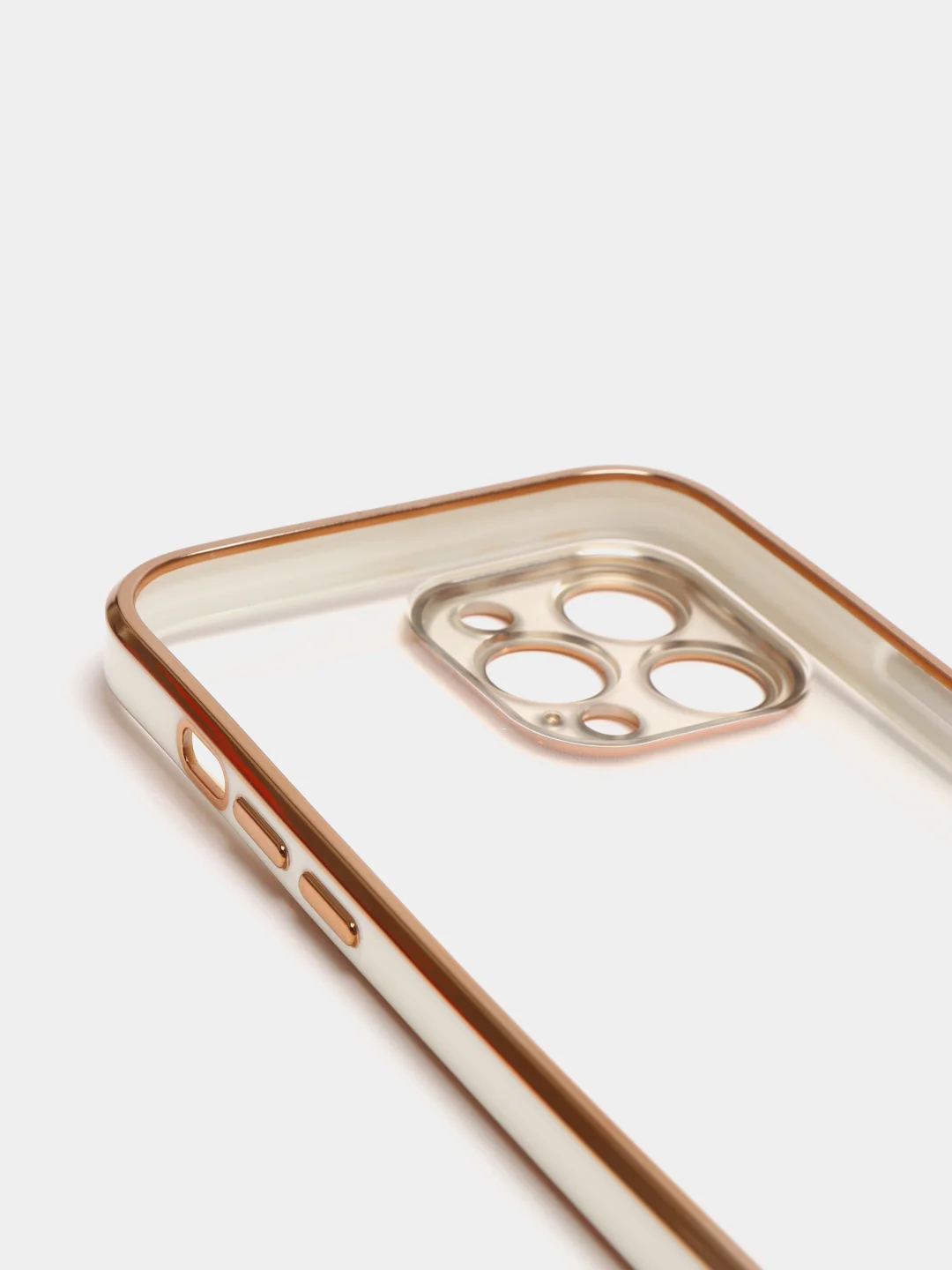 Белый чехол силиконовый с золотым ободком IPhone 13 PRO MAX