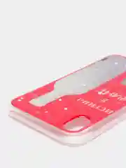 Вишнёвый чехол iPhone XR силиконовый, с рисунком и блестками