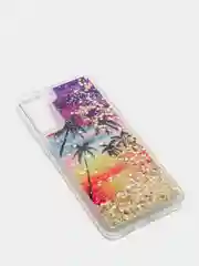 Пурпурный чехол Samsung Galaxy S21, S21+ / S21 Plus силиконовый, переливающийся, жидкий, с блестками