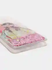 Розовый чехол Samsung Galaxy S21, S21+ / S21 Plus силиконовый, переливающийся, жидкий, с блестками