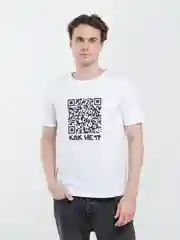 Белый мужская футболка с принтом, 100% хлопок