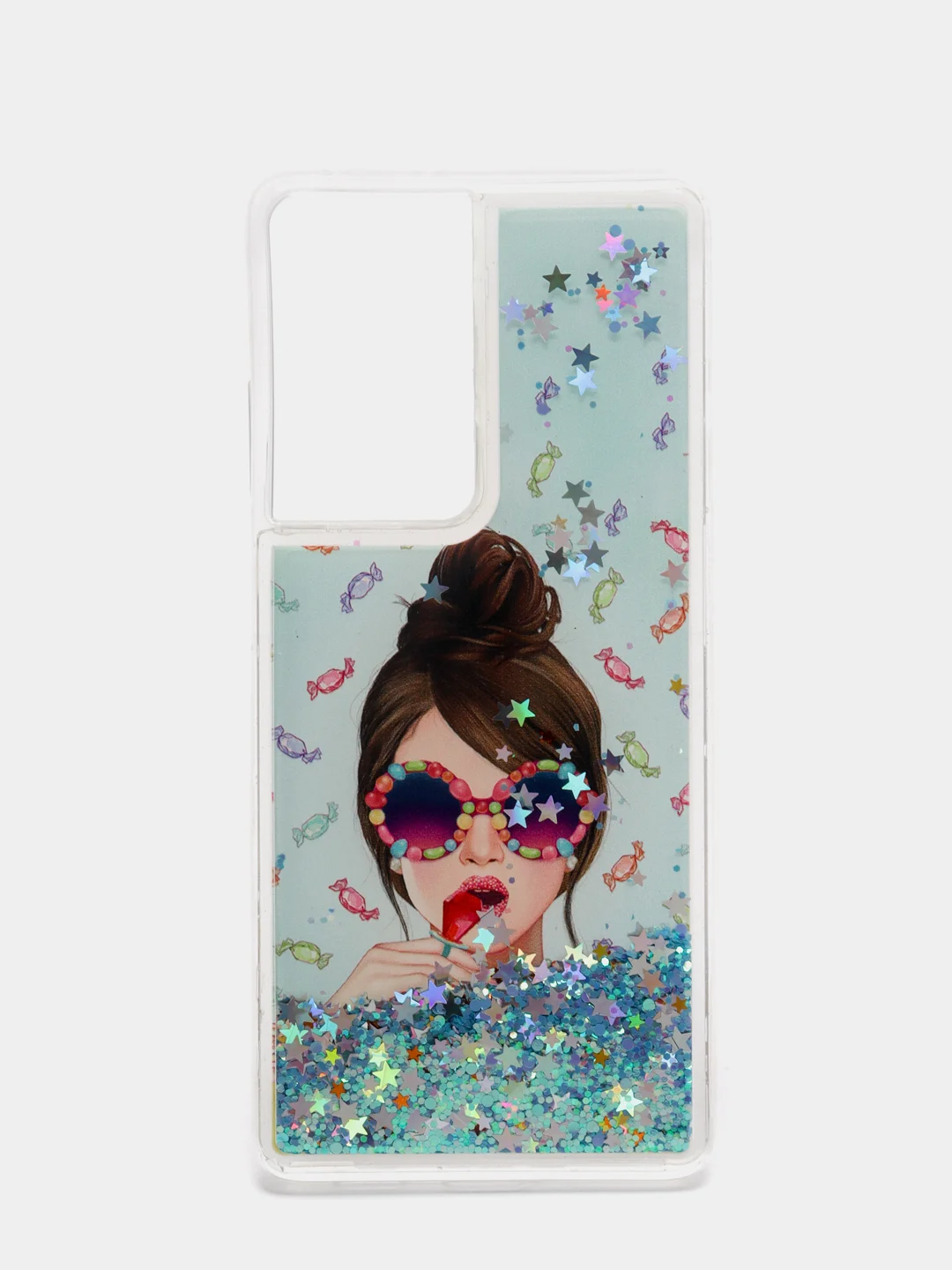 Ледяной чехол Samsung Galaxy S21 Ultra, Галакси С21 силиконовый переливающийся, жидкий с блестками