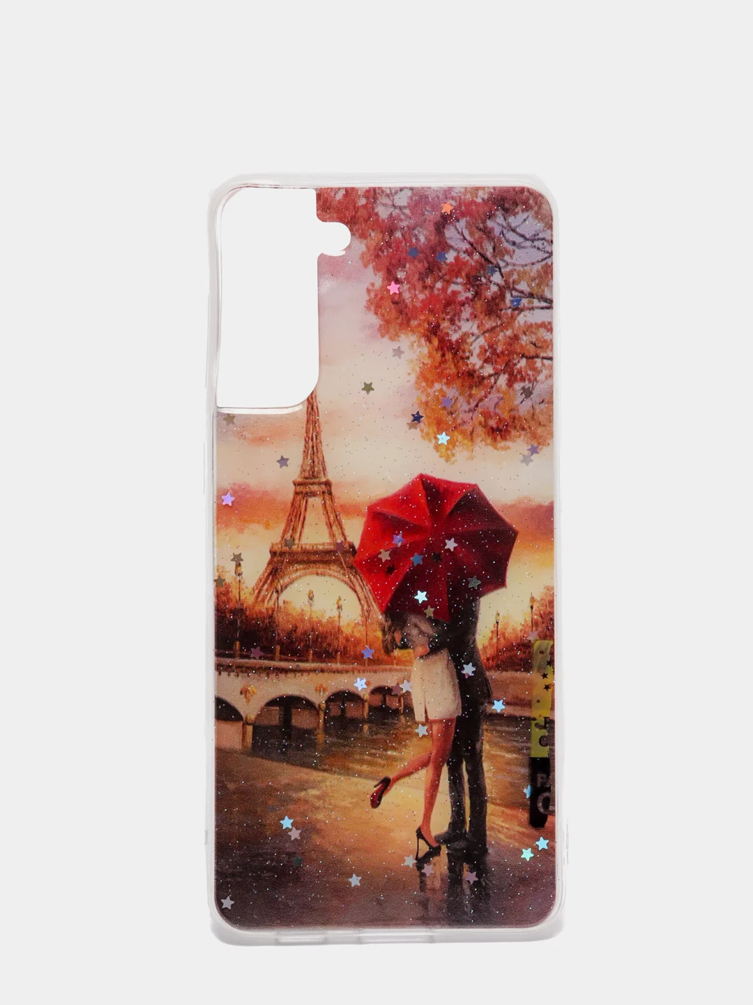 Оливковый чехол Samsung Galaxy S21, S21+, Галакси С21, С21+ силиконовый с рисунком и блестками