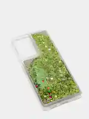 Лайм чехол Samsung Galaxy S21 Ultra, Галакси С21 силиконовый переливающийся, жидкий с блестками
