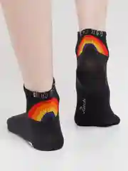 Черный женские носки короткие, цветные, с принтом