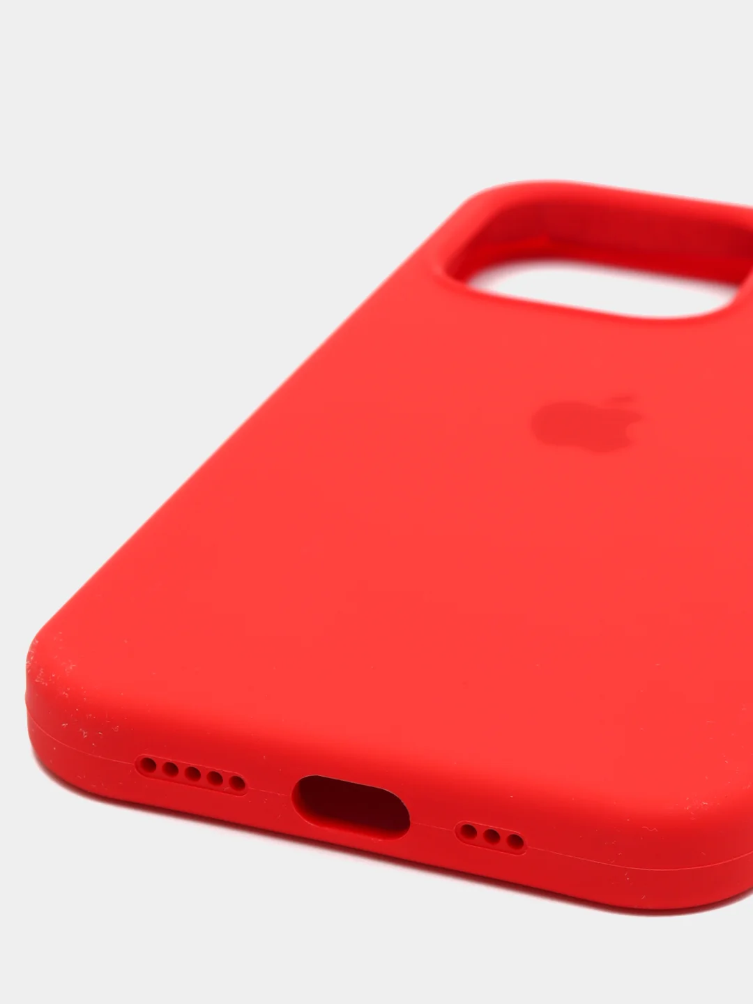 Красный чехол для iPhone 13 Pro (6.1") Silicone, закрытый низ, с логотипом