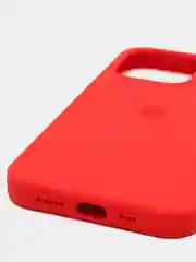 Красный чехол для iPhone 13 Pro (6.1") Silicone, закрытый низ, с логотипом