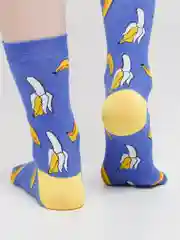 Синий женские высокие носки, с принтом