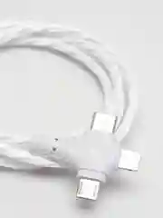 Белый кабель зарядный светящийся 3 в 1 Micro USB / Lightning / Type-C