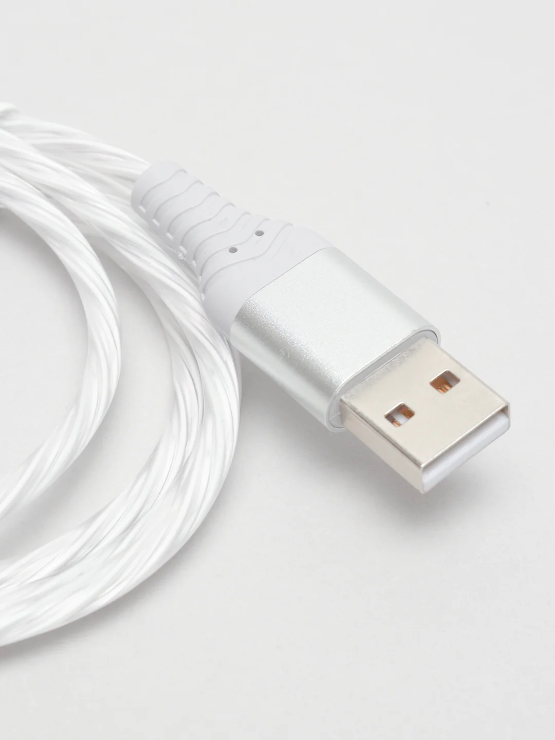 Белый кабель зарядный светящийся 3 в 1 Micro USB / Lightning / Type-C