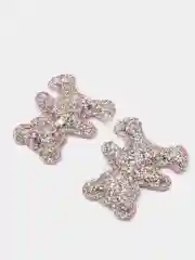 Конфетный кабошон патч 3D с блестками "Мишка", 2 штуки