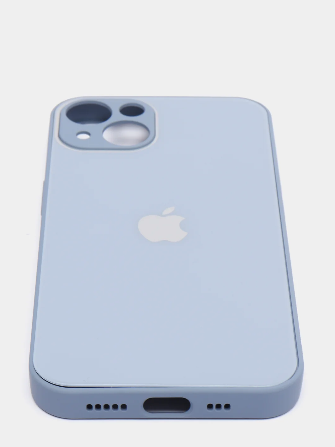 Небесно-голубой чехол для iPhone 11, 12, 13, 12 Pro Max, 12 Pro, силиконовый, со стеклянной панелью