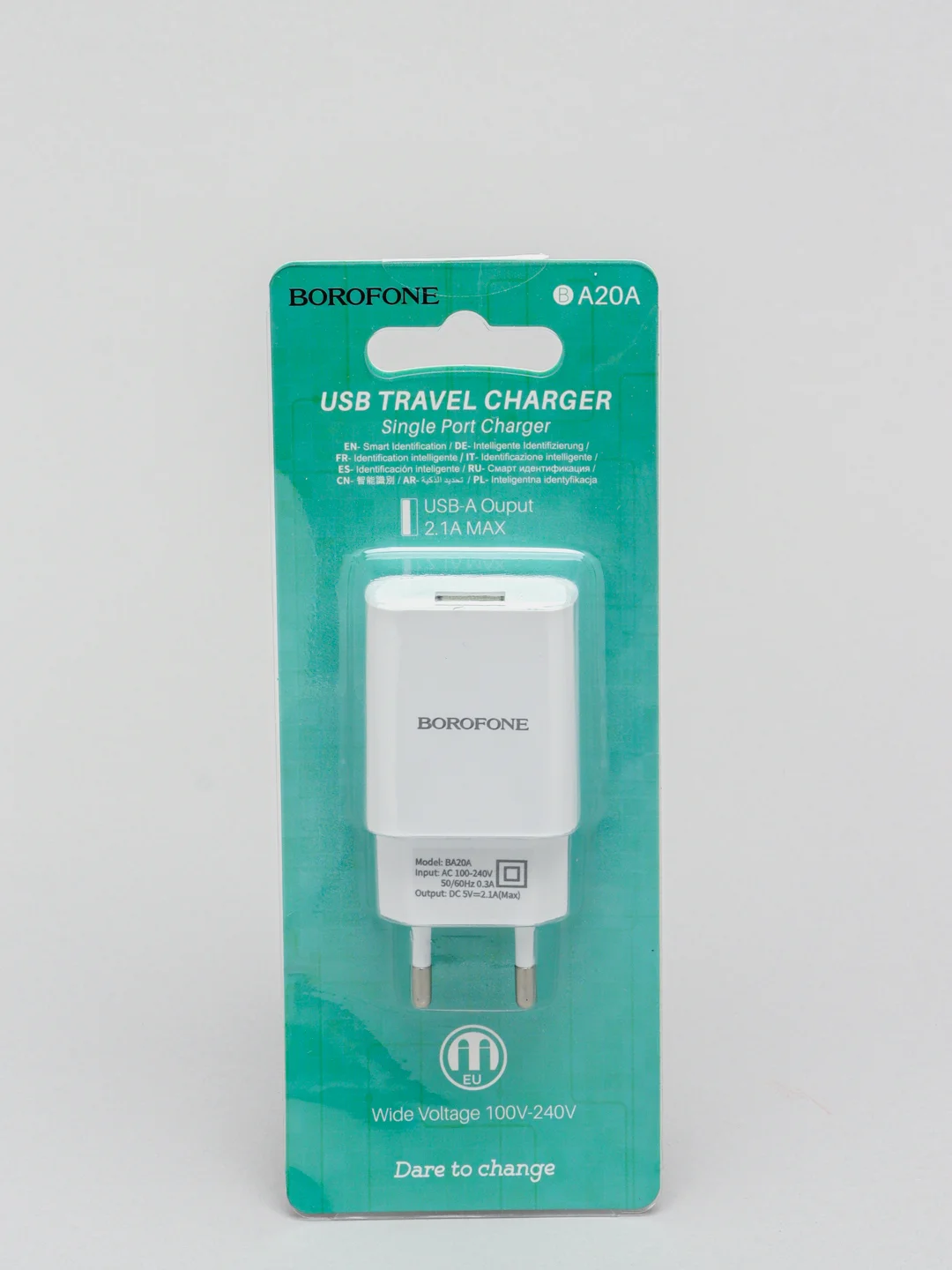 Белый сетевое зарядное устройство Borofone BA20A, 1 x USB до 2.1 А