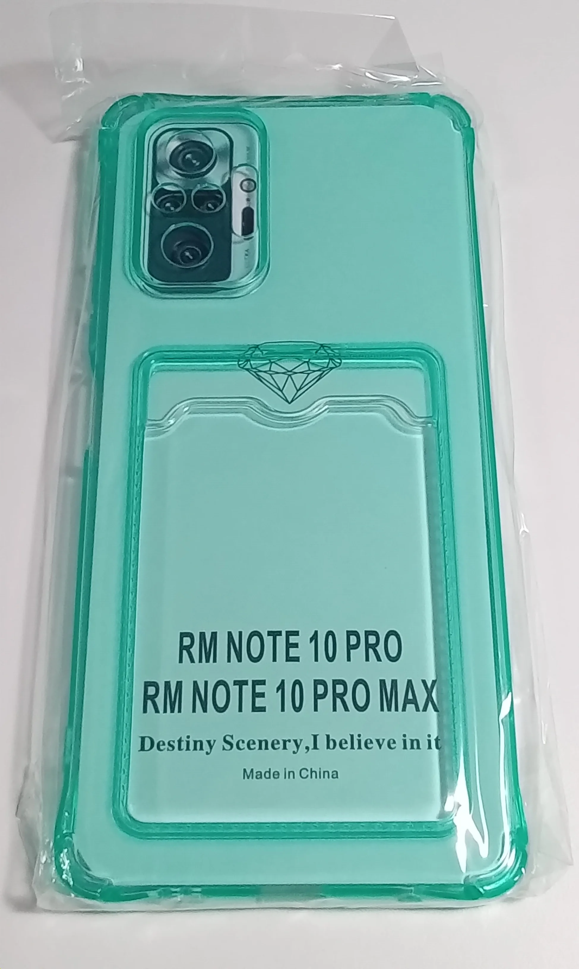 Зеленый чехол XIAOMI Redmi Note 10 Pro с карманом для пластиковой карты
