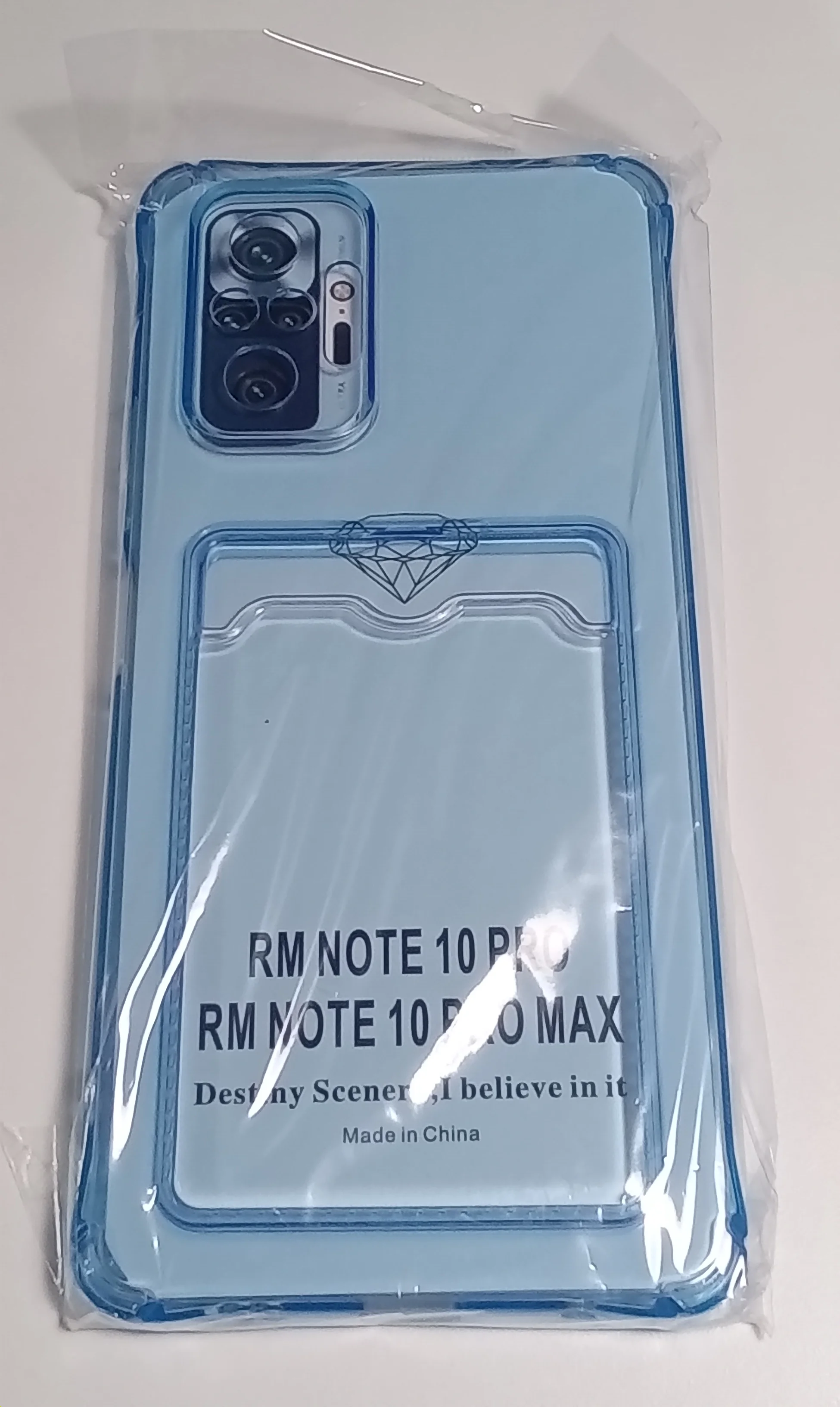 Голубой чехол XIAOMI Redmi Note 10 Pro с карманом для пластиковой карты
