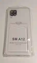 Прозрачный чехол Samsung A12, с отделением для пластиковой карточки и противоударными бортами