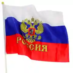 Флаг России с гербом 31 х 44 см, шток 60 см, полиэстер