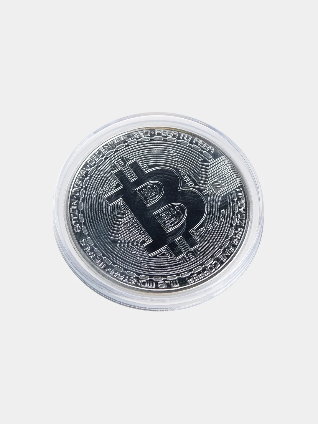 Бронзовый сувенирная блокчейн монета "Биткоин" (Bitcoin), в футляре