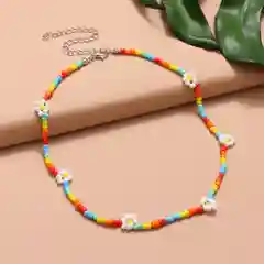Красный ожерелье из цветных бусин, чокер из бисера
