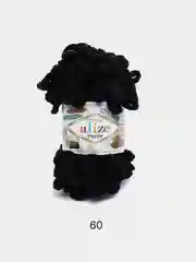 Черный пряжа Alize Puffy 100% Микрополиэстер 100г 9м (Часть1)