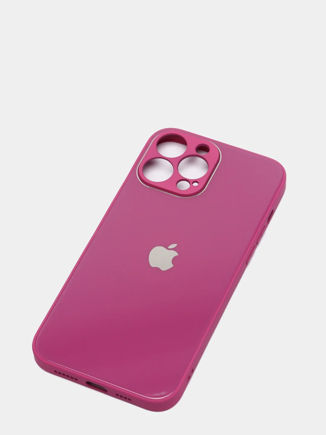 Фуксия чехол для iPhone 11, 12, 13, 12 Pro Max, 12 Pro, силиконовый, со стеклянной панелью