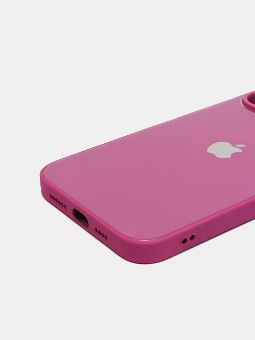 Фуксия чехол для iPhone 11, 12, 13, 12 Pro Max, 12 Pro, силиконовый, со стеклянной панелью