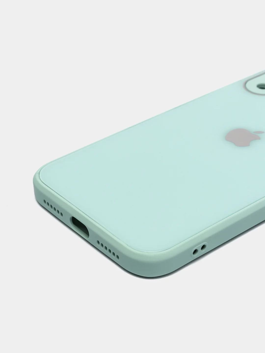 Бирюзовый чехол для iPhone 11, 12, 13, 12 Pro Max, 12 Pro, силиконовый, со стеклянной панелью