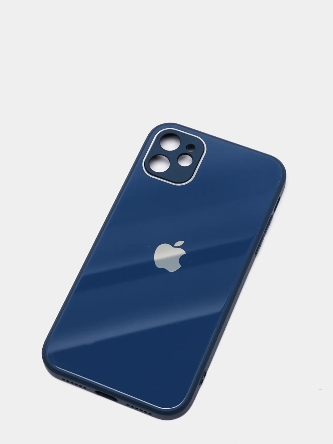 Синий чехол для iPhone 11, 12, 13, 12 Pro Max, 12 Pro, силиконовый, со стеклянной панелью