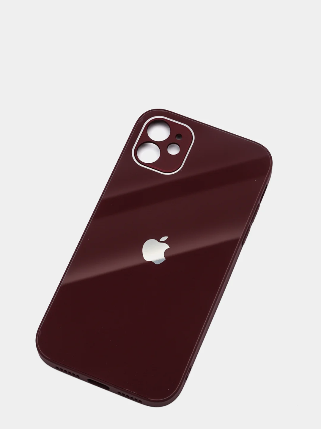 Тёмно-бордовый чехол для iPhone 11, 12, 13, 12 Pro Max, 12 Pro, силиконовый, со стеклянной панелью