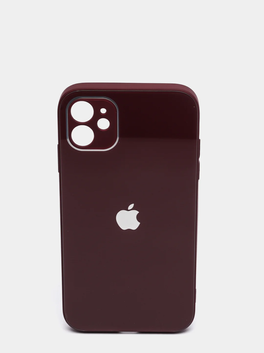 Тёмно-бордовый чехол для iPhone 11, 12, 13, 12 Pro Max, 12 Pro, силиконовый, со стеклянной панелью