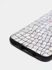 Серебряный чехол Huawei P40 Lite (Хуавей П40 Лайт) силиконовый, имитация змеиной кожи