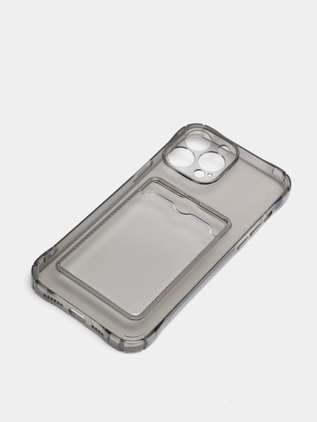 Черный силиконовый чехол с отсеком, карманом для карты IPhone 7-13 Pro Max, прозрачный