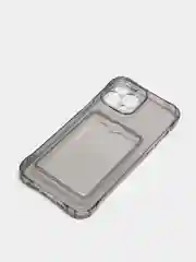 Черный силиконовый чехол с отсеком, карманом для карты IPhone 7-13 Pro Max, прозрачный