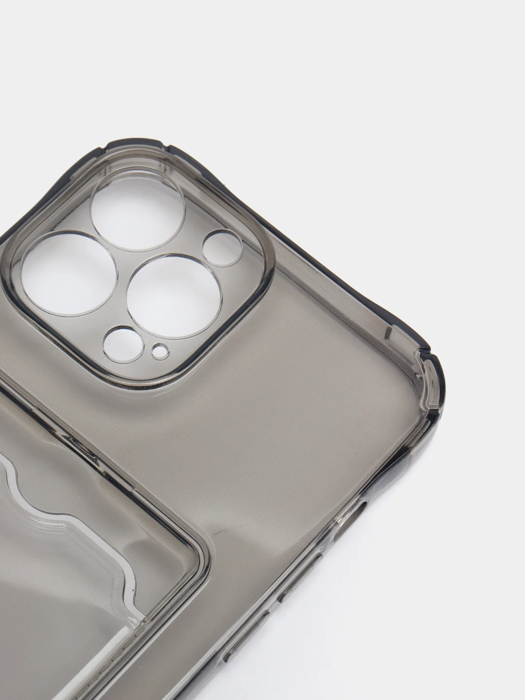 Черный силиконовый чехол с отсеком, карманом для карты IPhone 7-13 Pro Max, прозрачный