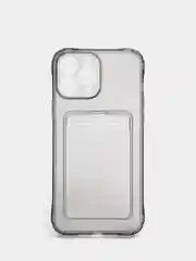 Черный силиконовый чехол с отсеком, карманом для карты IPhone 7-13 Pro Max, прозрачный