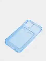 Синий силиконовый чехол с отсеком, карманом для карты IPhone 7-13 Pro Max, прозрачный