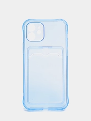 Силиконовый чехол с отсеком, карманом для карты IPhone 7-13 Pro Max, прозрачный