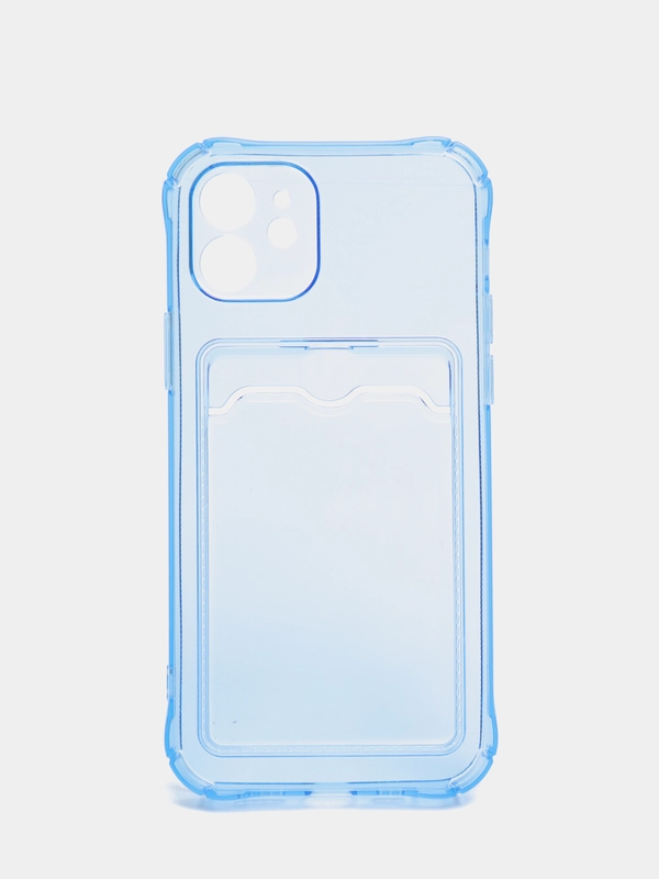 Силиконовый чехол с отсеком, карманом для карты IPhone 7-13 Pro Max, прозрачный