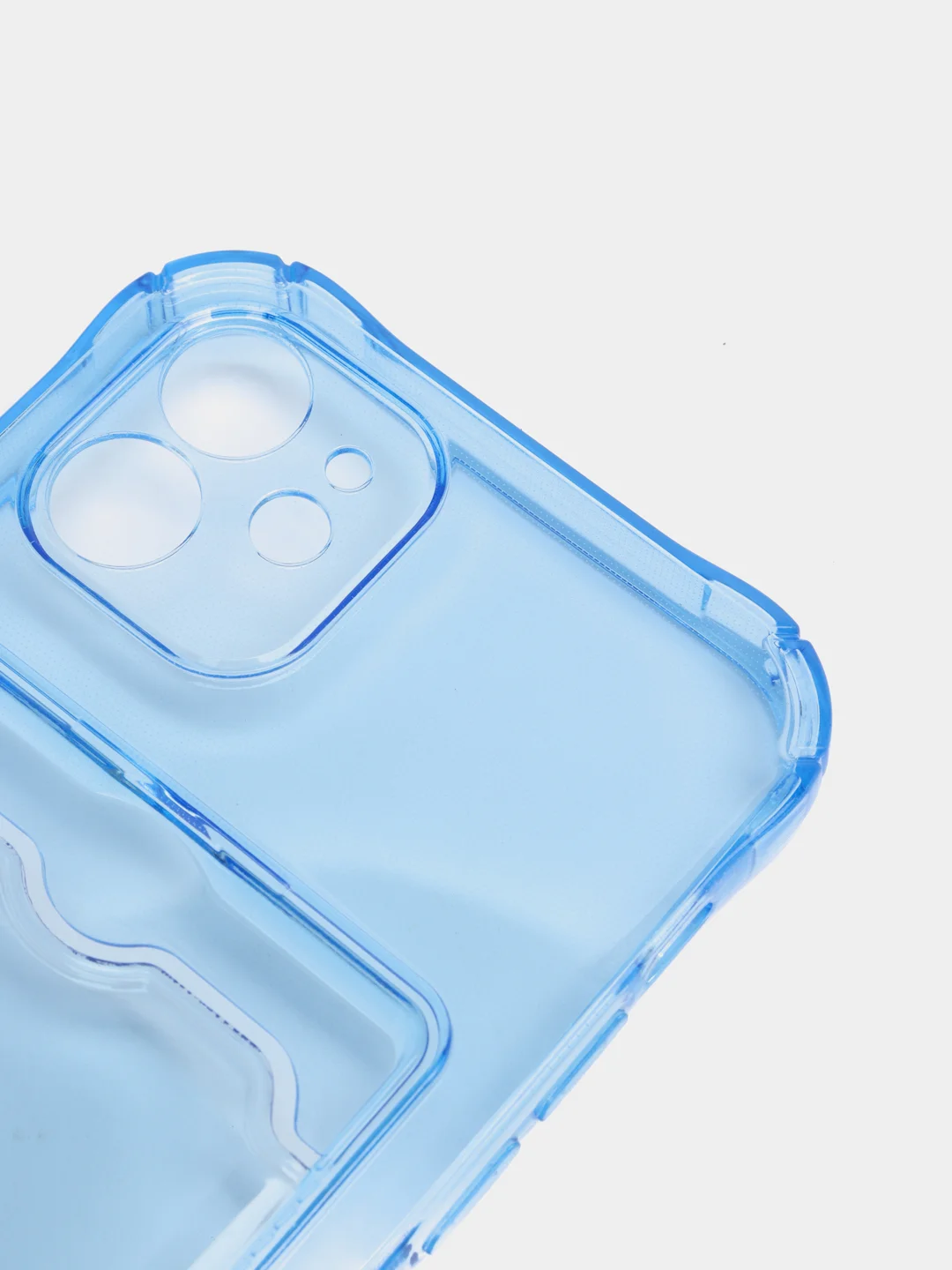 Синий силиконовый чехол с отсеком, карманом для карты IPhone 7-13 Pro Max, прозрачный