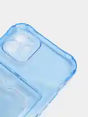 Синий силиконовый чехол с отсеком, карманом для карты IPhone 7-13 Pro Max, прозрачный