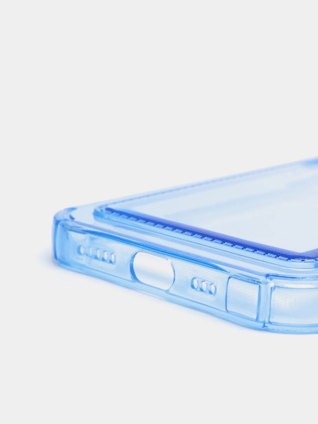 Синий силиконовый чехол с отсеком, карманом для карты IPhone 7-13 Pro Max, прозрачный