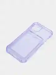 Фиолетовый силиконовый чехол с отсеком, карманом для карты IPhone 7-13 Pro Max, прозрачный