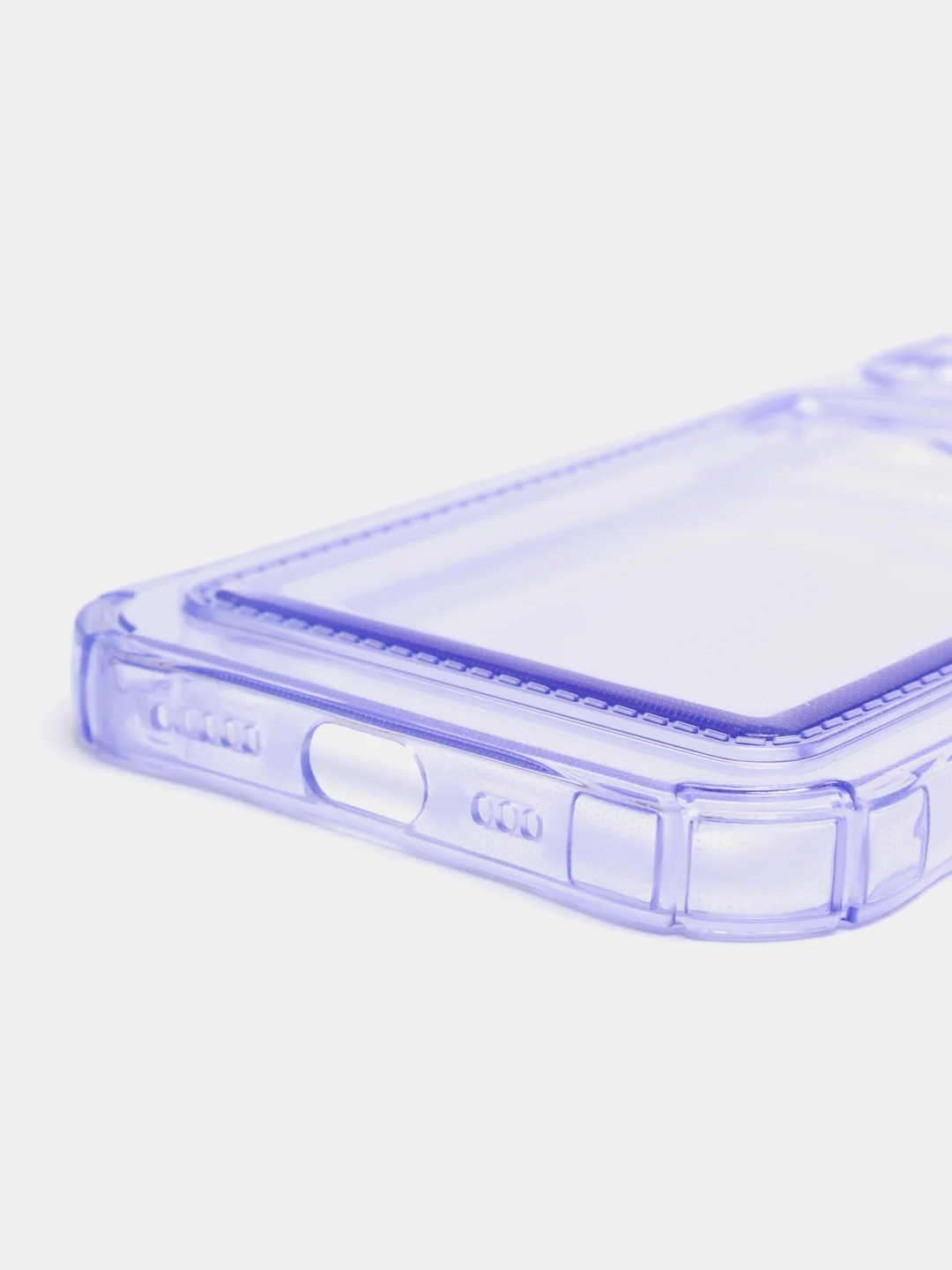 Фиолетовый силиконовый чехол с отсеком, карманом для карты IPhone 7-13 Pro Max, прозрачный