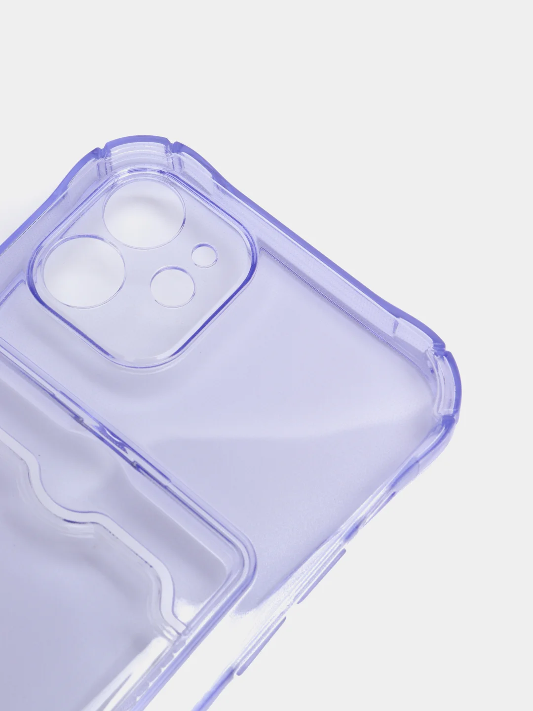 Фиолетовый силиконовый чехол с отсеком, карманом для карты IPhone 7-13 Pro Max, прозрачный
