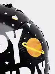 Хром воздушный фольгированный круглый шар "С днем рождения", 18 дюймов