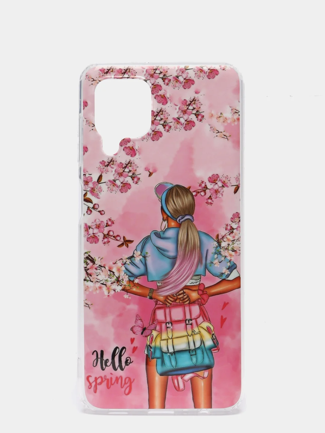 Розовый чехол Samsung Galaxy M32 / A22 (Самсунг Галакси М32 / А22), силиконовый с рисунком